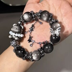 Elegant Black and Silver Beaded Bracelet